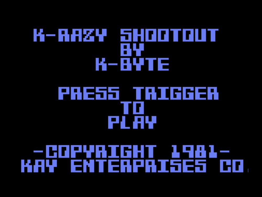 Title Screen of K Razy Shoot Out for Atari 8 Bit